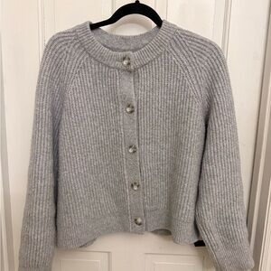 Abercrombie & Fitch Light Gray Ribbed Cardigan